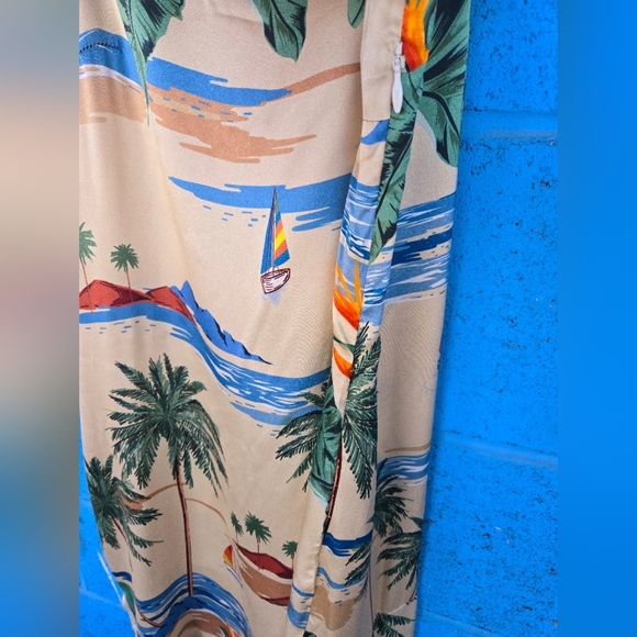 The Games We Play Tropical Print Spaghetti Strap mulletDress 100% Silk Sz Small - Picture 9 of 15